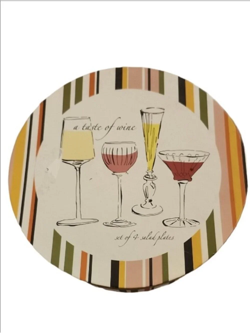 Rosanna A TASTE OF WINE White Ceramic Salad Plates, Boxed Set Of 4